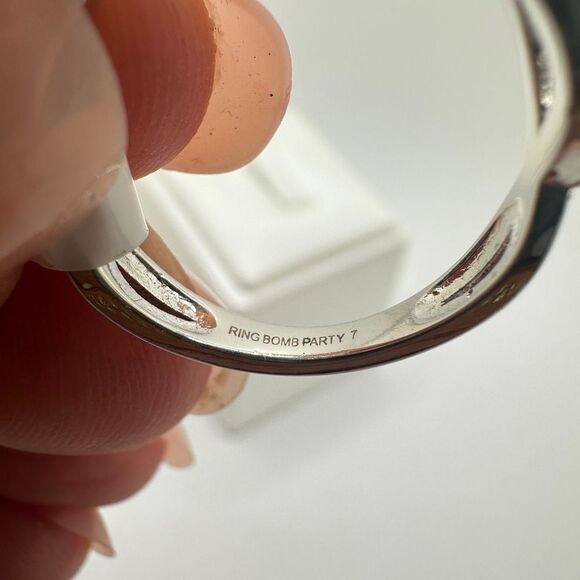 NWT Bomb Party, cushion cut "mystic topaz" ring w/ double halo of cz diamonds! - Picture 6 of 10